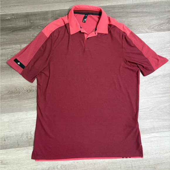 adidas Two-Tone Red Polo Shirt - Picture 1 of 6